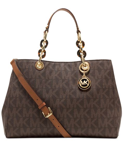 michael kors cynthia medium leather satchel handbag brown|michael michael kors cynthia medium satchel .